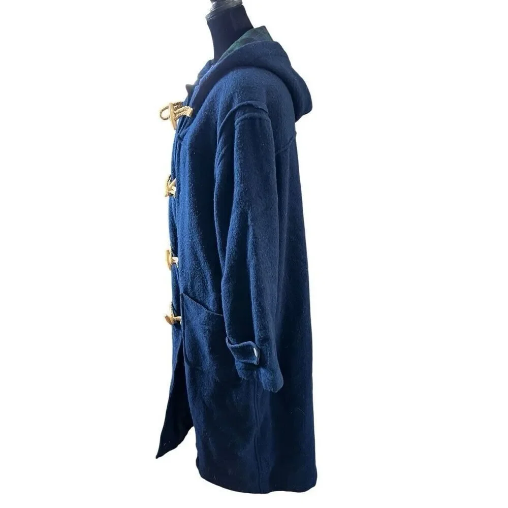 Vintage Polo Ralph Lauren Men’s S Hooded Toggle Coat, Navy Wool Twill Women’s M